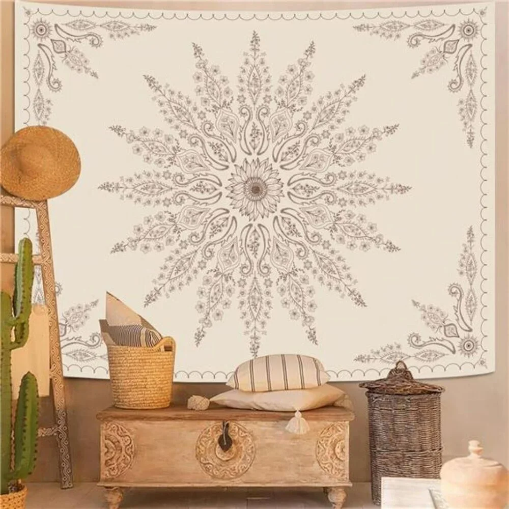 Boho Mandala Wall Tapestry 80x60 Hippie Floral Hanging Dorm Bedroom Decor